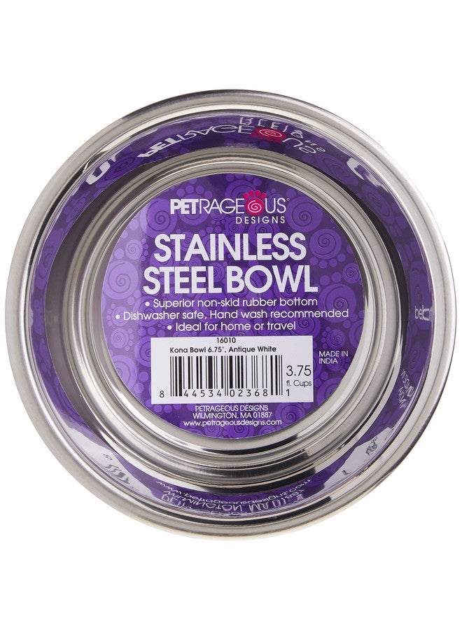 PetRageous 16010 Kona Stainless Steel Non-Slip Dishwasher-Safe Dog Bowl 3.75-Cup 6.75-Inch Diameter 2.5-Inch Tall for Medium and Large Dogs and Cats, White - Image 5