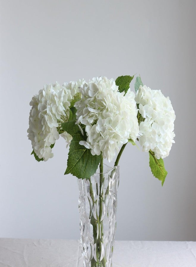 grtefhu 4pcs 21" Faux White Hydrangeas Artificial Flowers, Real Touch Silk Hydrangea Flowers with Stems for Bridal Wedding Bouquet Party Home Decor - Image 2