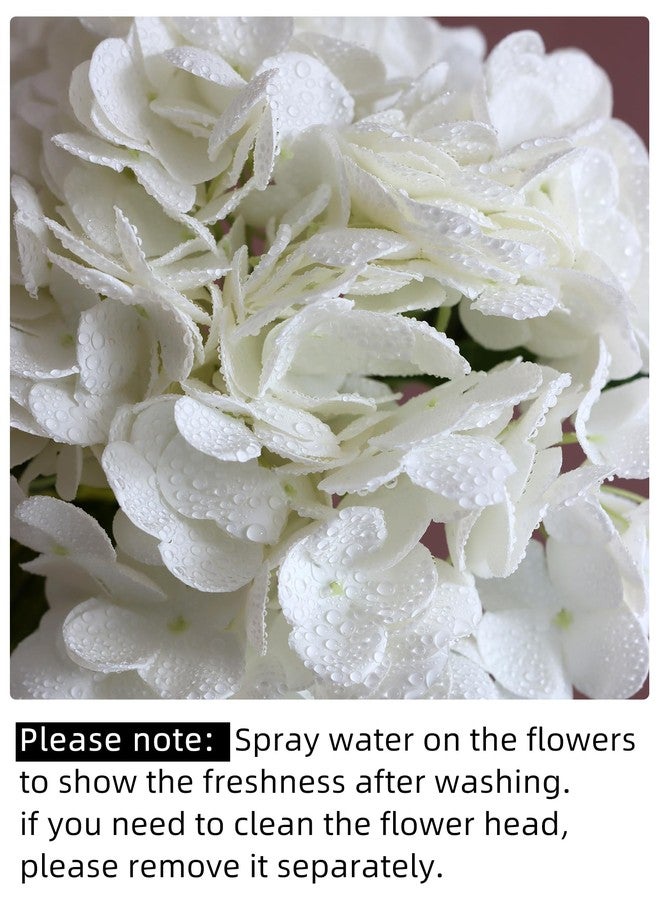 grtefhu 4pcs 21" Faux White Hydrangeas Artificial Flowers, Real Touch Silk Hydrangea Flowers with Stems for Bridal Wedding Bouquet Party Home Decor - Image 3