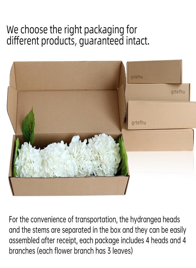 grtefhu 4pcs 21" Faux White Hydrangeas Artificial Flowers, Real Touch Silk Hydrangea Flowers with Stems for Bridal Wedding Bouquet Party Home Decor - Image 4