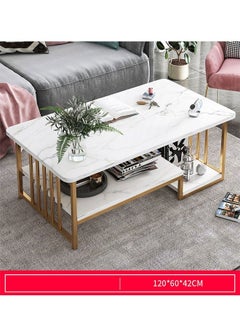 NKX White Marble finish Top 2 Tier Modern Living Room Home Sofa Table  - Image 1