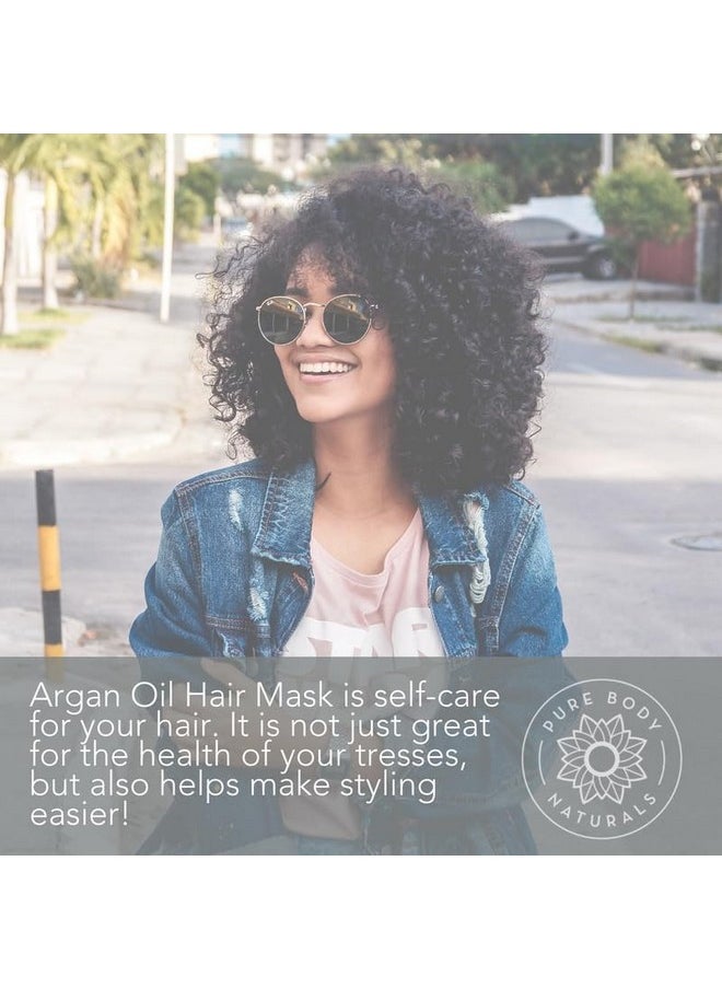 PURE BODY NATURALS Pure Body Naturals Hair Mask, 8 Fluid Ounces - Argan Oil Deep Conditioning Treatment for Damaged Hair, Hair Growth, Curly Hair  - Image 4