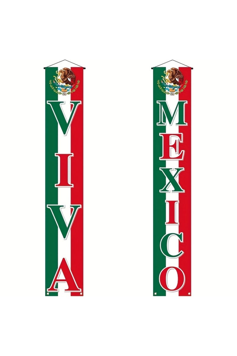 لافتة حمراء "تحيا المكسيك" لتزيين باب المنزل الأمامي بمناسبة عيد الاستقلال المكسيكي، 16 سبتمبر، تُعلق في حفلات الأطفال.