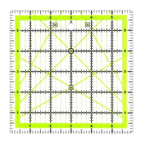UOOU Quilting Ruler (6"X6") 1 Pack, Square Quilting Rulers Fabric Cutting Ruler Acrylic Quilters Rulers Clear Mark for Easy Precision Cutting and Crafts Quilting and Sewing - Image 1