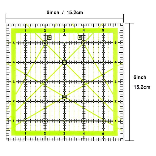 UOOU Quilting Ruler (6"X6") 1 Pack, Square Quilting Rulers Fabric Cutting Ruler Acrylic Quilters Rulers Clear Mark for Easy Precision Cutting and Crafts Quilting and Sewing - Image 2