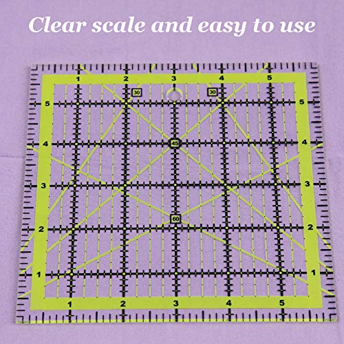 UOOU Quilting Ruler (6"X6") 1 Pack, Square Quilting Rulers Fabric Cutting Ruler Acrylic Quilters Rulers Clear Mark for Easy Precision Cutting and Crafts Quilting and Sewing - Image 5