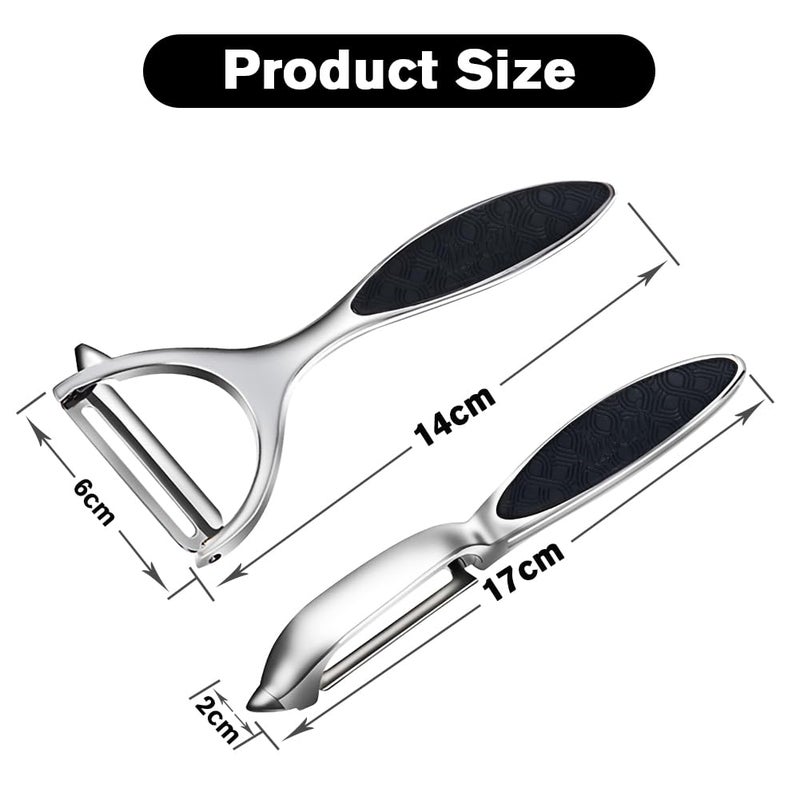Leaflai Vegetable Peeler, Potato Peelers for Kitchen Stainless Steel Multi-function Set Fruit Peeler For Kitchen and Household Tools Y & I Shape Swivel Blades with â€‹2 Orange Citrus Peelers - Image 2