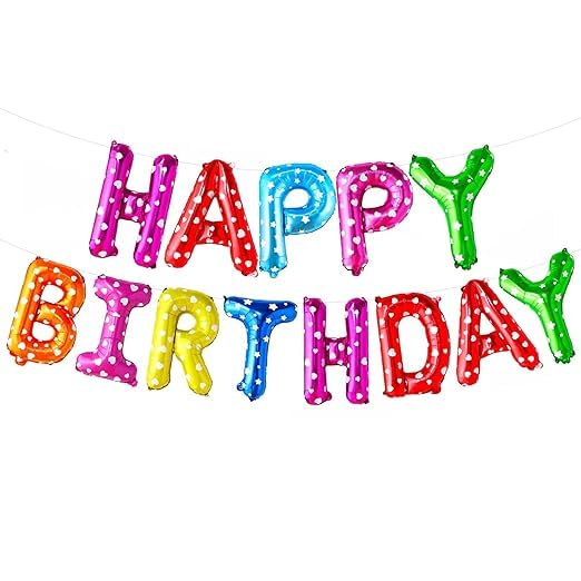 BRIJBAZAAR Happy Birthday Foil Balloon Pack of 13 Letters (Printed Multi) - Image 1