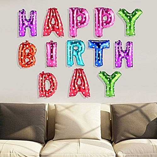 BRIJBAZAAR Happy Birthday Foil Balloon Pack of 13 Letters (Printed Multi) - Image 3