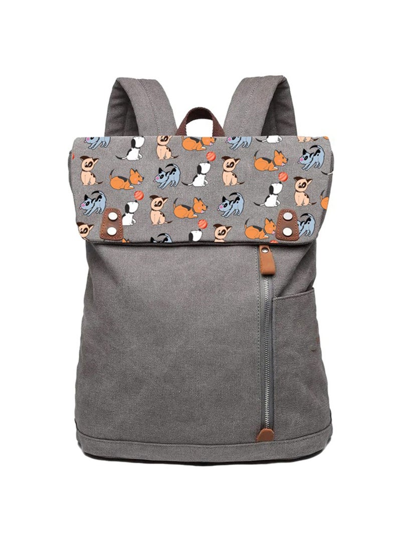 Biggdesign Biggdesign Dogs Vintage Laptop Backpack for Women, Waterproof Work Bag with Laptop Compartment, Travel Backpack, School Computer Backpack, 15 inch Laptop and Notebook, Anti Theft, Grey  - Image 1