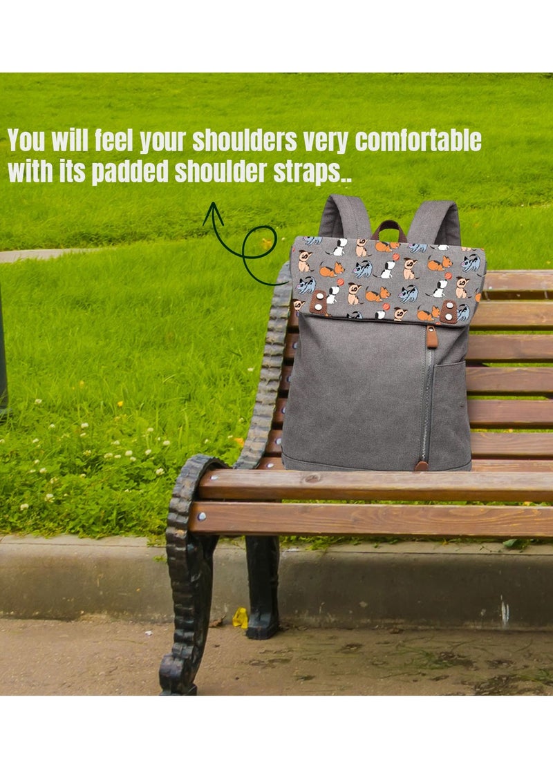 Biggdesign Biggdesign Dogs Vintage Laptop Backpack for Women, Waterproof Work Bag with Laptop Compartment, Travel Backpack, School Computer Backpack, 15 inch Laptop and Notebook, Anti Theft, Grey  - Image 5