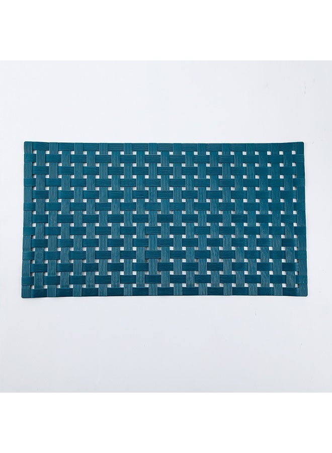 NIBEMINENT Hollow Out Anti-Skid Bathroom Mat Teal Blue 39 x 71cm