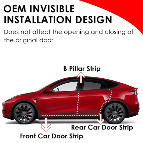 TSTESE 6 Pack Soundproof Sealling Strips Compatible with Tesla Model Y 2020-2024 2025 Accessories Door Seal Kit Soundproof EPDM Rubber Weather Draft Strip Wind Noise Reduction Sound Proofing Kits - Image 2