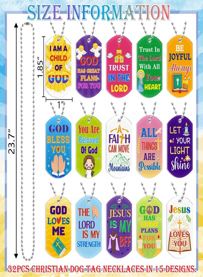 Eternity sky 32PCS Christian Dog Tag Chain Religious Bible Verses Party Favors Inspirational Motivational Sunday Gifts - Image 3