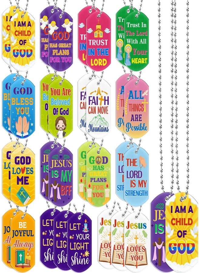 Eternity sky 32PCS Christian Dog Tag Chain Religious Bible Verses Party Favors Inspirational Motivational Sunday Gifts - Image 1
