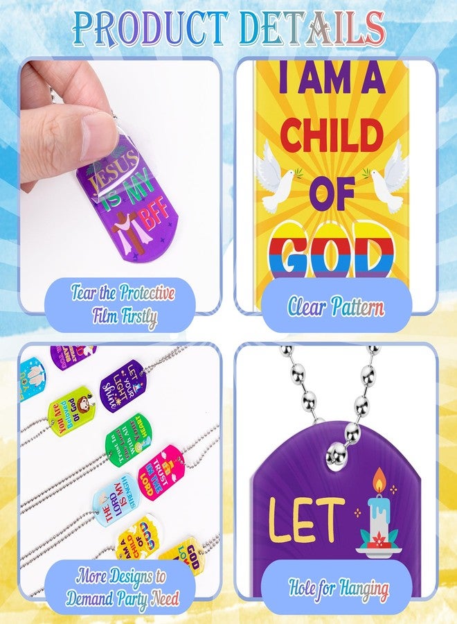 Eternity sky 32PCS Christian Dog Tag Chain Religious Bible Verses Party Favors Inspirational Motivational Sunday Gifts - Image 4