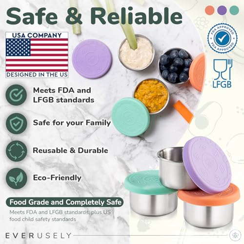 Everusely Condiment Cups - 3 Pack, 1.7 oz / 50 ml, Bright, Stainless Steel - Condiment Containers with Lids - Reusable Salad Dressing Container To Go - Sauce & Dip Cup for Lunchbox, Meal Prep - Image 4
