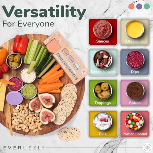 Everusely Condiment Cups - 3 Pack, 1.7 oz / 50 ml, Bright, Stainless Steel - Condiment Containers with Lids - Reusable Salad Dressing Container To Go - Sauce & Dip Cup for Lunchbox, Meal Prep - Image 5