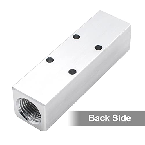 MARSTEK Air Manifold, 3 Way 5 Port Air Compressor Manifold, Aluminum Air Hose Inline Manifold Block Splitter, Pneumatic Manifold Air Distribution Block, NPT 1/2 Inch Supply Port, NPT 1/4 Inch Output Port - Image 3