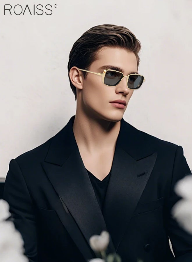 roaiss Vintage Metal Steampunk Sunglasses Men Square Sunglass UV400 Protection, Fashion Anti-Glare Sun Shades for Men Driving, Fishing, Traveling - Image 2