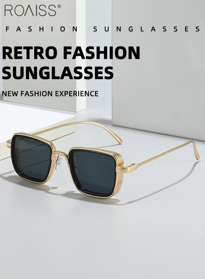 roaiss Vintage Metal Steampunk Sunglasses Men Square Sunglass UV400 Protection, Fashion Anti-Glare Sun Shades for Men Driving, Fishing, Traveling - Image 5