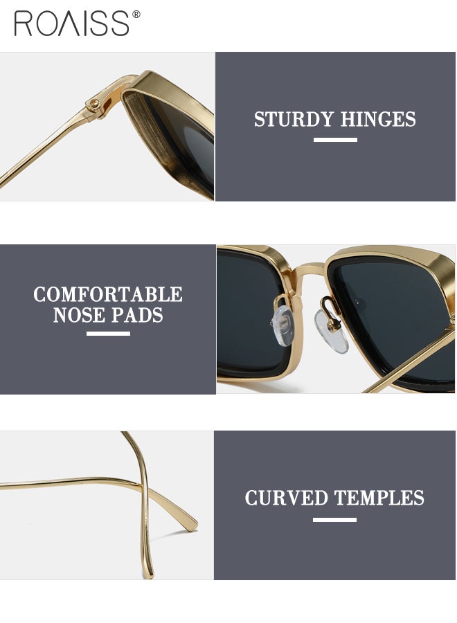 roaiss Vintage Metal Steampunk Sunglasses Men Square Sunglass UV400 Protection, Fashion Anti-Glare Sun Shades for Men Driving, Fishing, Traveling - Image 4