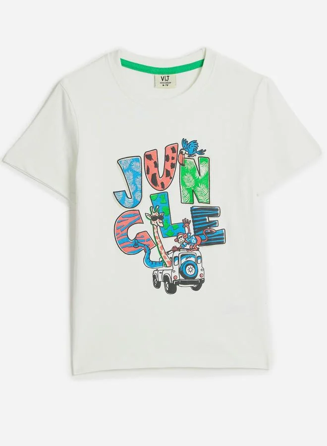 فكتور اند جين Victor And Jane Boys Jungle Graphic T-Shirt and Shorts Set