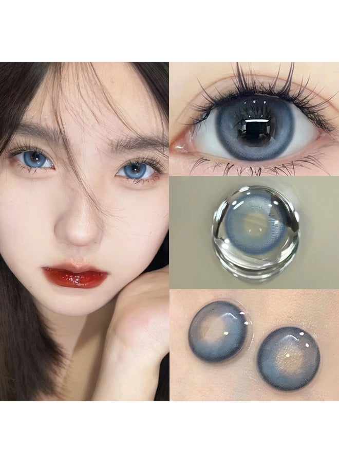 هابييمين عدسات لاصقة تجميلية سنوية للجنسين بلون أزرق جوز الهند، مجموعة تكبير مع علبة - Image 2