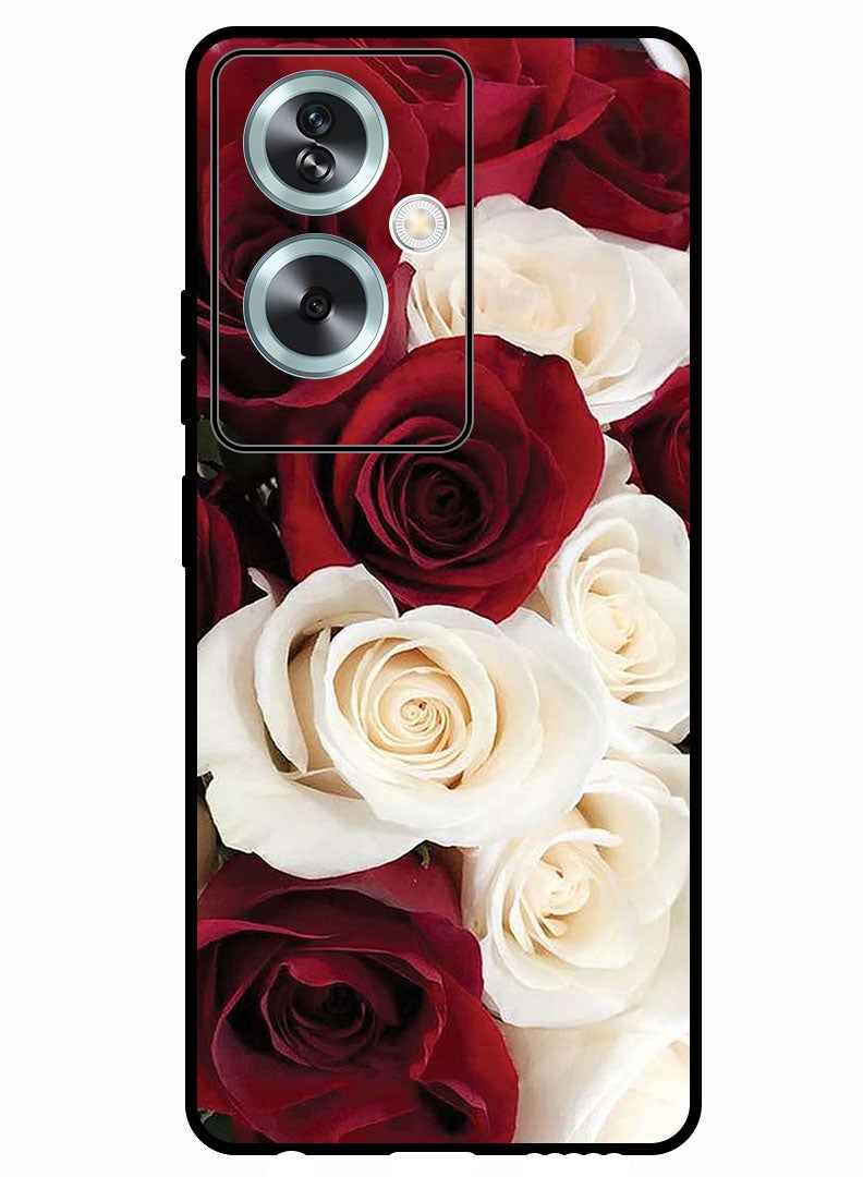 Protective Case Anti Scratch Shock Proof Bumper Cover For Oppo A2 White & Red Flower