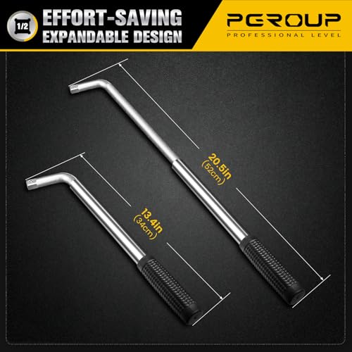 pgroup Telescoping Lug Wrench, Extended Lug Wheel Wrench with 17mm/19mm(3/4”), 21mm(13/16”)/22mm(7/8”) Chrome Vanadium Steel Sockets for Car, Truck, Vans - Image 5