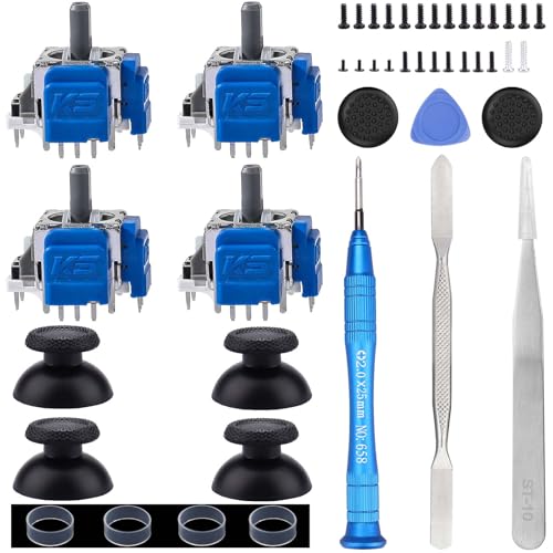 Ikpek 4 Pack Joysticks for DualSense PS5 TMR Electromagnetic Joystick Replacement for Sony PlayStation 5 PS5 Controller Anti-Drift Sticks with Repair Accessories Parts - Image 1