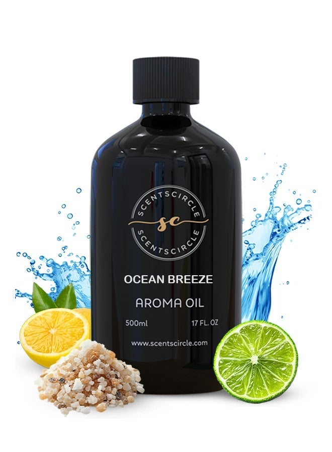 Ocean Breeze Diffuser Oil 500ml – Lemon & Marine Ozone Fresh Top with Sea Salt & Lime Heart – Wood & Musk Base for Home, Office, Hotels & Shops | Scentscircle