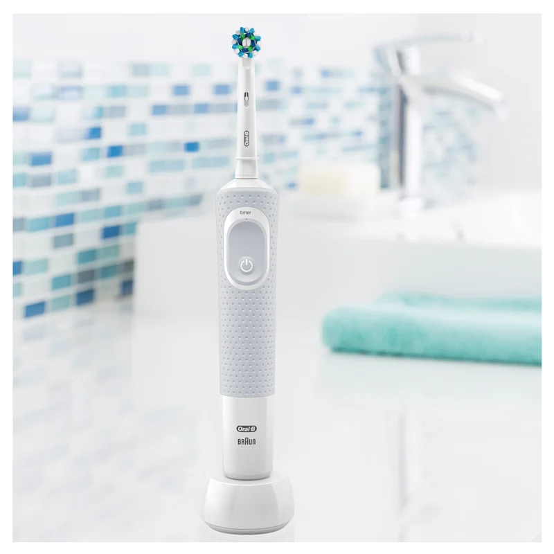 Oral-B Vitality Cross Action Rechargeable Toothbrush 20 Minutes or 5 Days, Pulsating Signal After 2min, Healthier Gums - D100.413.1