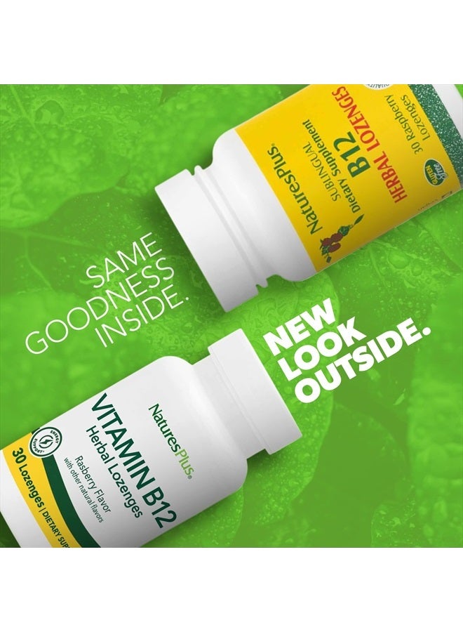 Natures Plus B12 Herbal Lozenges (Methylcobalamin) - 1000 mcg, 30 Sublingual Lozenges - Raspberry - Maximum Absorption Red Blood Cell Support - Energy Booster - Vegetarian, Gluten-Free - 30 Servings - Image 2