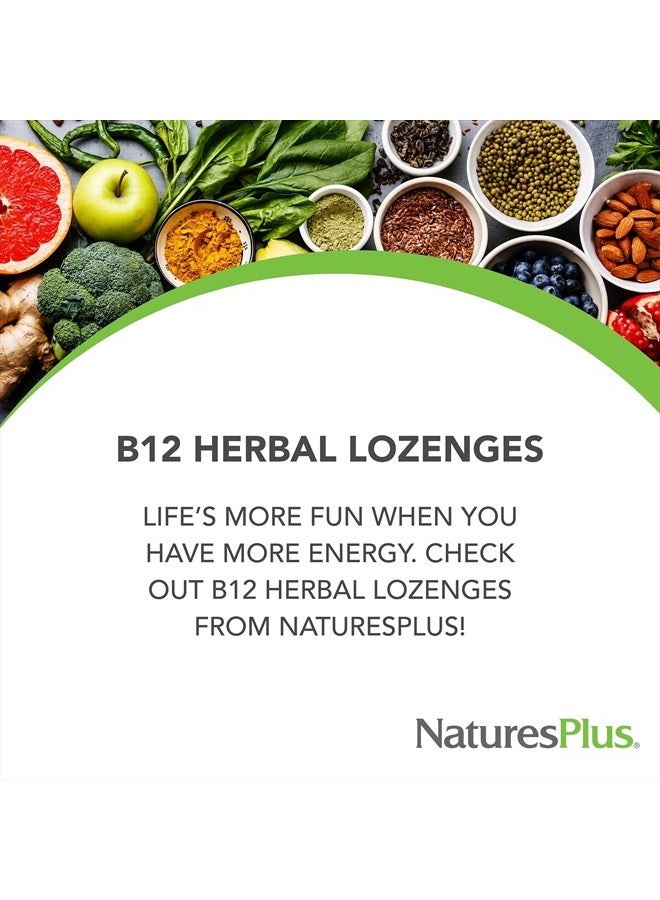 Natures Plus B12 Herbal Lozenges (Methylcobalamin) - 1000 mcg, 30 Sublingual Lozenges - Raspberry - Maximum Absorption Red Blood Cell Support - Energy Booster - Vegetarian, Gluten-Free - 30 Servings - Image 3