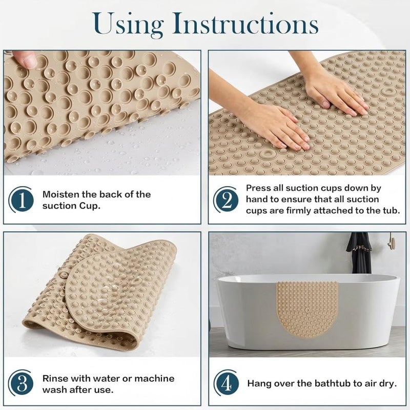 Silicone Bath Mat for Bathtub, Non-Slip Shower Mat, Non-Slip Bath Mat 69 x 38cm - Image 5