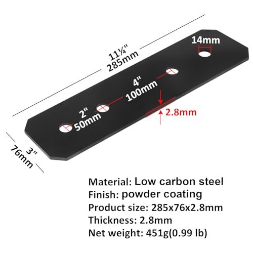 heneng 4 Pcs Flat Mending Plates for 4x4 Post, 11-1/4" x 3", Straight Steel Flat Plate Connector Bracket for Pergola, Pavilion, Truss Framing, 12 Gauge - Image 2