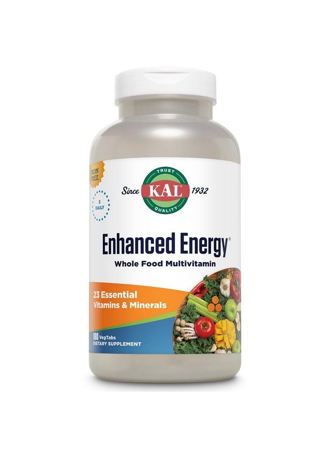 KAL® Enhanced Energy Multivitamin | Whole Food Based Vitamins & Minerals w/ Antioxidants, Digestive Enzymes & Natural Carotenoids | 180 Capsules - Image 1