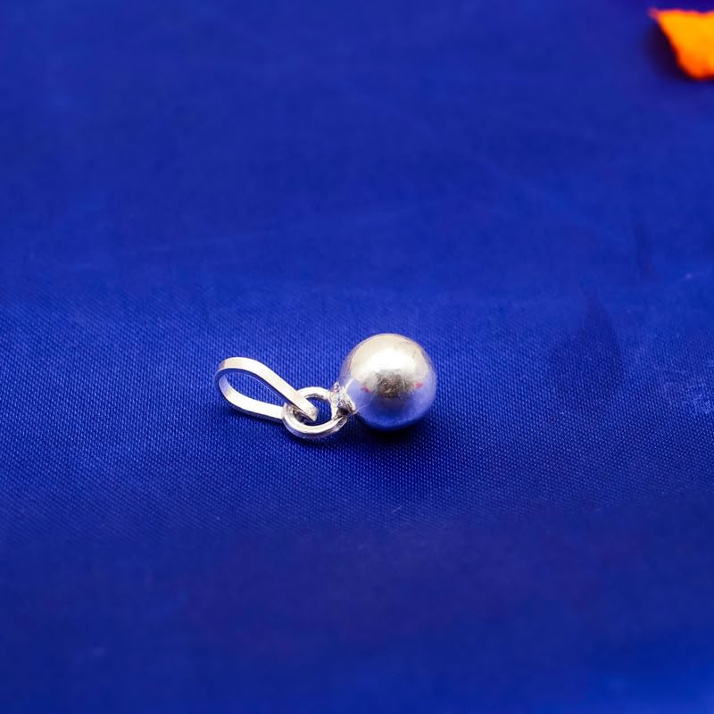 ROLIMOLI Solid Pure Silver Full Round Balls Goli Pendant chandi ki thos Goli Pendant (Diameter : 1cm | Weight : 6.8gm Approxe) - Image 2