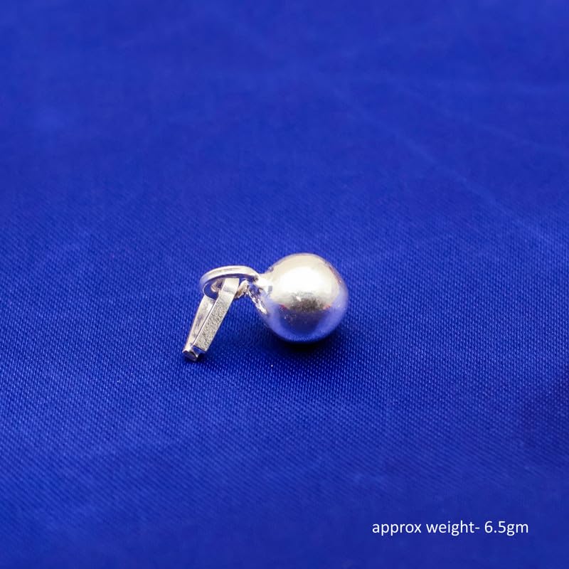 ROLIMOLI Solid Pure Silver Full Round Balls Goli Pendant chandi ki thos Goli Pendant (Diameter : 1cm | Weight : 6.8gm Approxe) - Image 5