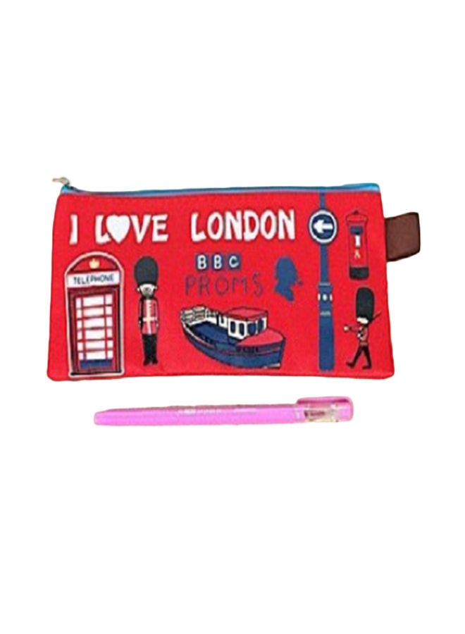 NIBEMINENT 2-Piece I Love London Oxford Pencil Holder With Set Red