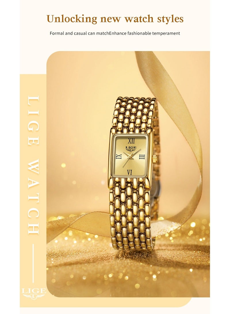 لييج ساعات LIGE للستات، شيك من ستانلس ستيل مقاوم للمياه، كواتز، انالوج - Image 5