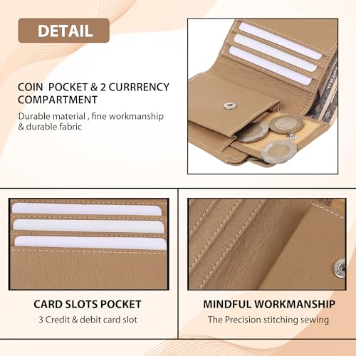SAMTROH Men's Artificial Leather Wallet | Mini Slim Wallet with 3 Card Slots, Coin Pocket & Secret Compartment | Compact Casual Multi Compartment Purse for Men and Boys (Beige) - Image 5