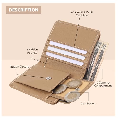 SAMTROH Men's Artificial Leather Wallet | Mini Slim Wallet with 3 Card Slots, Coin Pocket & Secret Compartment | Compact Casual Multi Compartment Purse for Men and Boys (Beige) - Image 3
