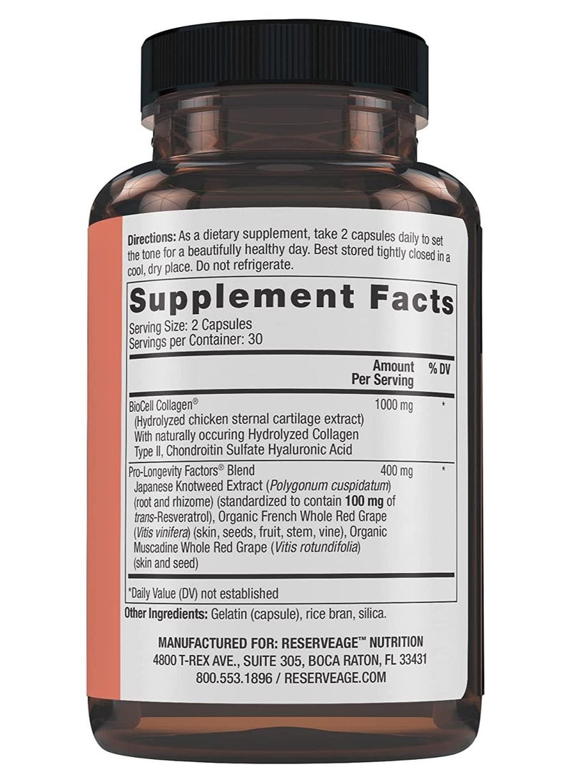 Reserveage - Reserveage, Collagen Booster, Skin and Joint Supplement, Supports Healthy Collagen Production, 60 Capsules (30 Servings) - Image 1