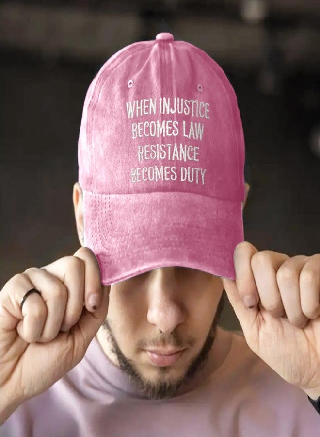 XQLZY When Injustice Becomes Law Resistance Becomes Duty Embroidery Adjustable Baseball Cap, Retro Feminist Resistance Hat, Funny Political Protest Baseball Hats Gifts for Women Political Protester - Image 5