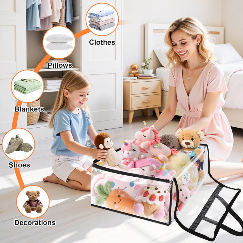 SpaceTrove Clear Clothes Storage Bags, 6 Pack Closet Organizers and Under Bed Storage Containers, Foldable Moving Bags with Zippers for Comforter, Blanket, Bedding, Duvet, PVC Packing Bags 60L - Image 4