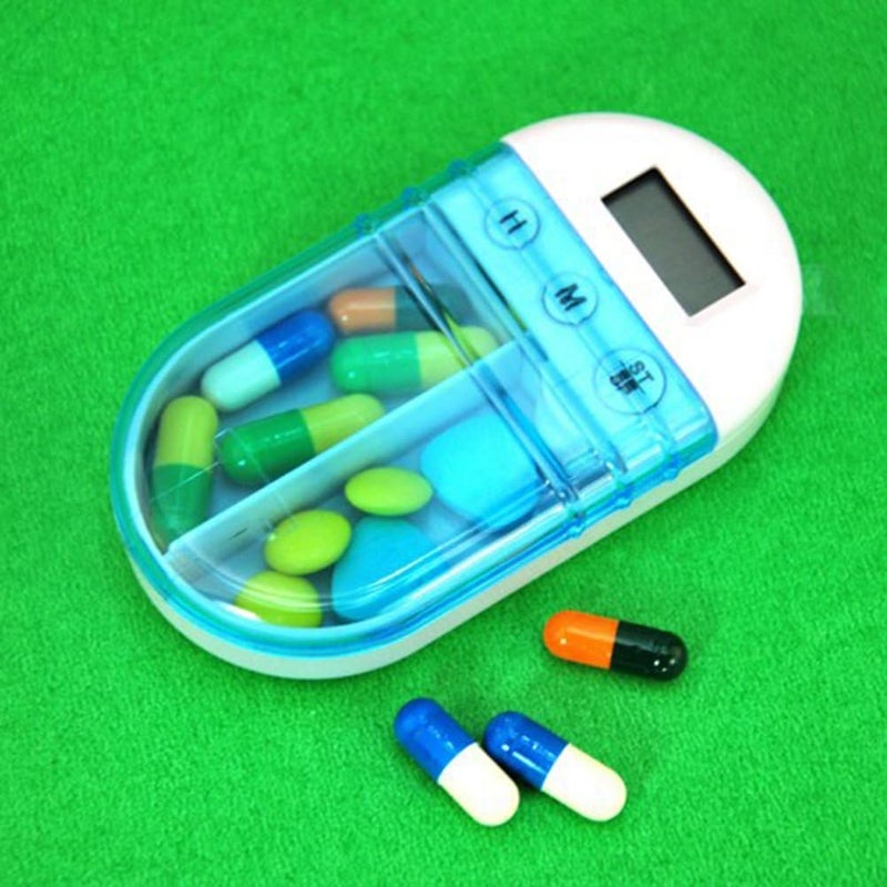 klarako Portable Electronic Digital Pill Box Timer with Alarm Smart Pill Case Reminder with 2 Compartments - Image 2