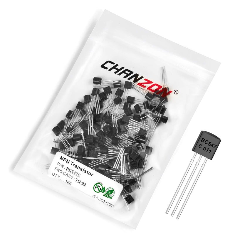 CHANZON ترانزستور BC547C TO-92 NPN للطاقة، ترانزستور ثنائي القطب، تطبيقات التبديل عالية السرعة (عبوة من 100 قطعة) - Image 3