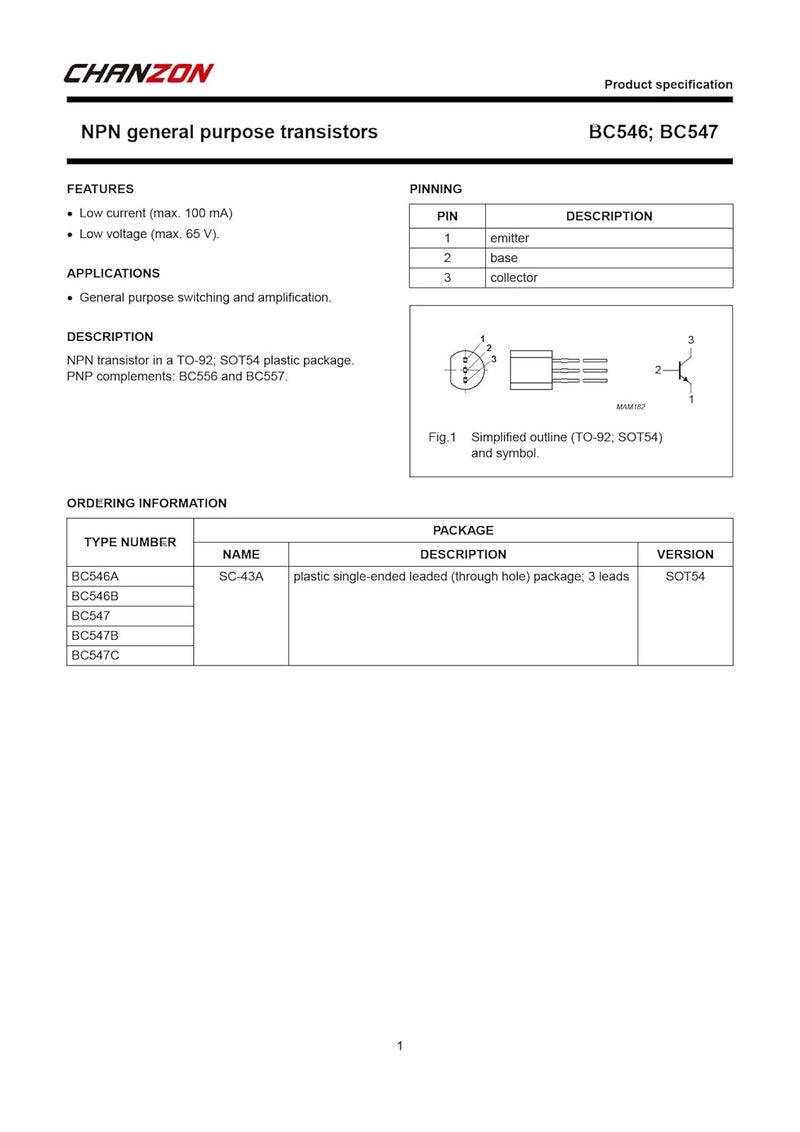 CHANZON ترانزستور BC547C TO-92 NPN للطاقة، ترانزستور ثنائي القطب، تطبيقات التبديل عالية السرعة (عبوة من 100 قطعة) - Image 5
